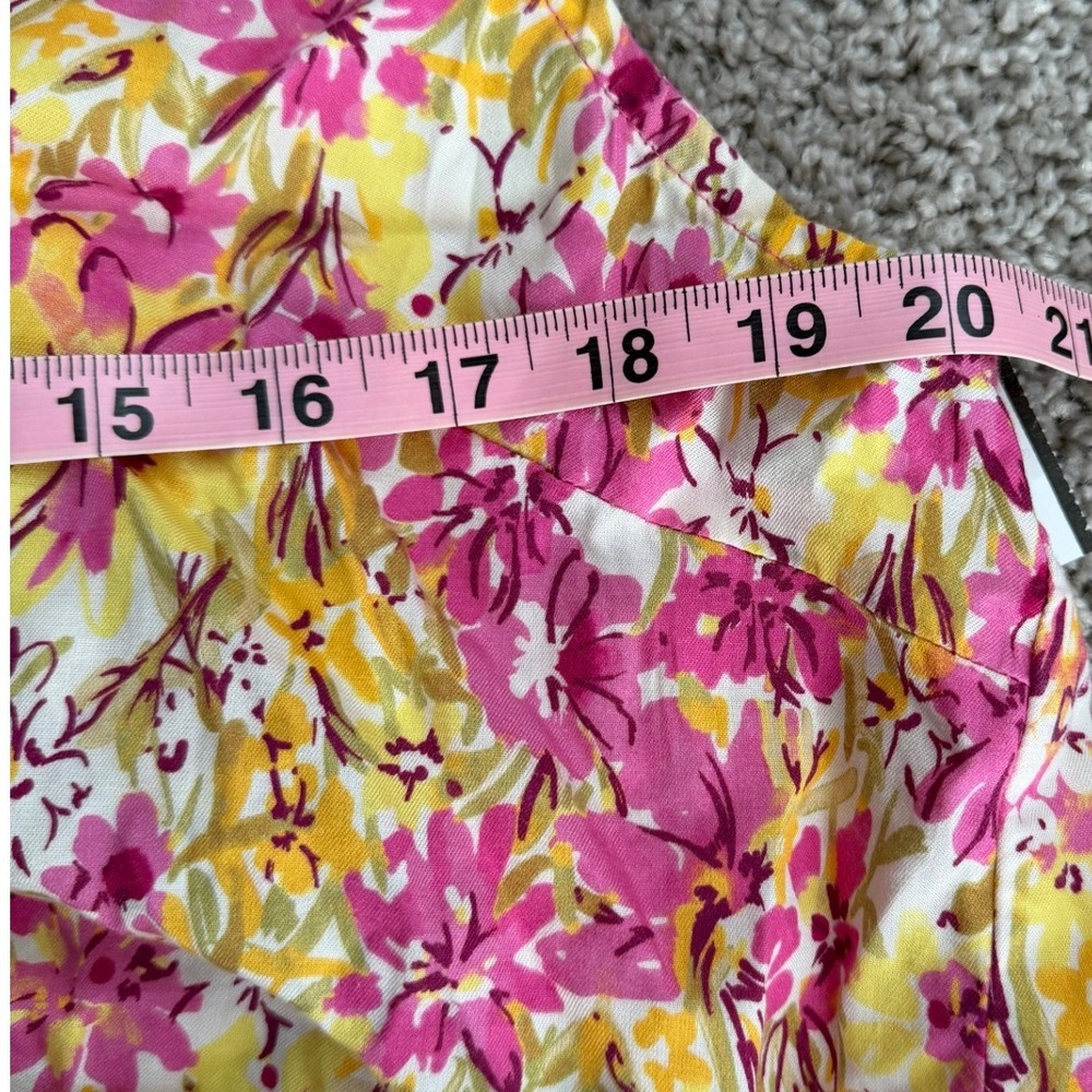 KUT from the Kloth Floral Sleeveless Twist Front Blouse Pink Yellow XL - Picture 7 of 8